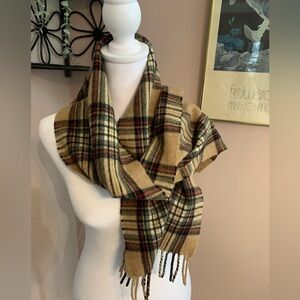 MacKinnon of Scotland Plaid Tan Scarf Cabincore Scandi Girl Old Money